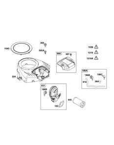Blower Housing And Air Cleaner Group Diagram and Parts List for 44N677-0061-G1 400000 - 699999 Briggs and Stratton Engine